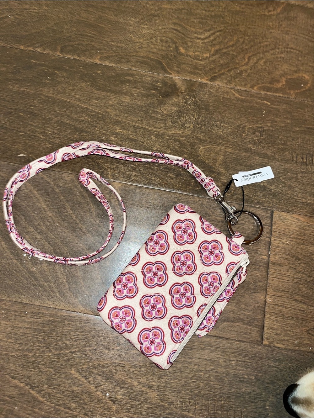 Floral Pink Pattern Crossbody Cardholder vera bradley